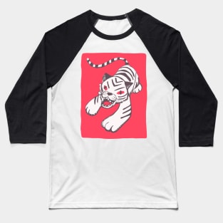 White siberian tiger on red. Hand drawn illustration Baseball T-Shirt